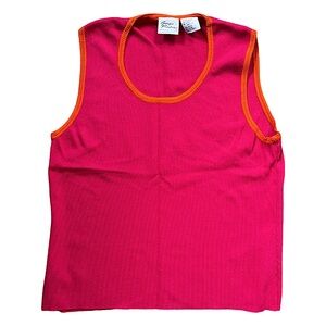 Giorgio Fiorelli Tank Top Pink with Orange Trim Office Blouse Women’s Size M